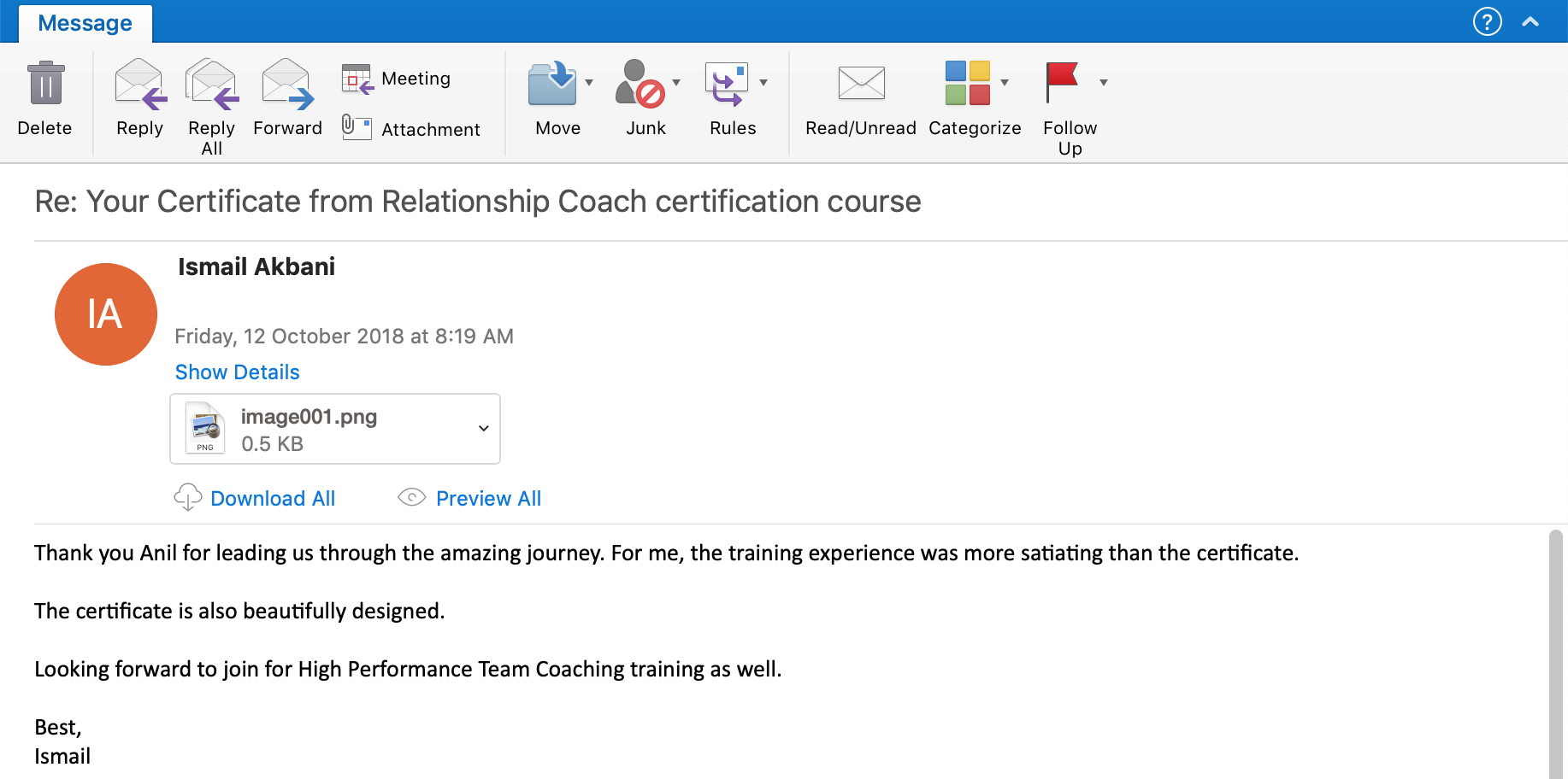 icf nlp pune mumbai anil dagia relationship coach training testimonial ismail akbani 1